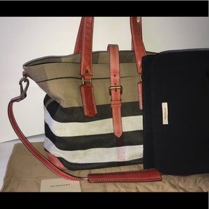 Authentic Burberry grain check diaper travel tote